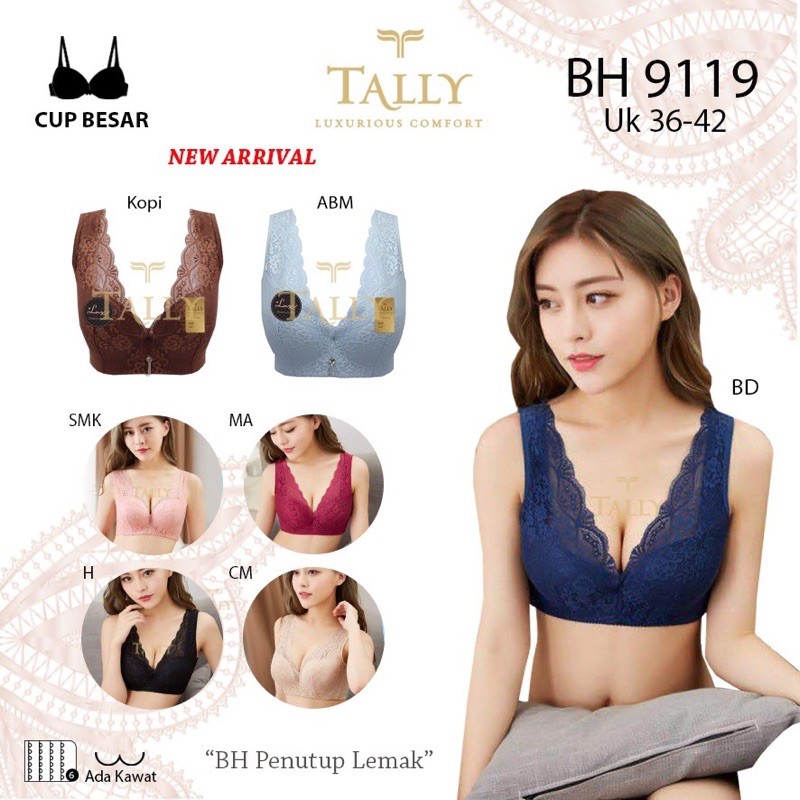 TALLY BRA BH 9119 I BUSA TIPIS | CUP D | ADA KAWAT I SIZE 36 - 42 (BH PENUTUP LEMAK)