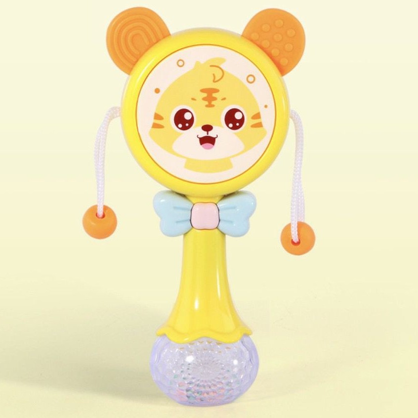 Mainan baby Molar Rattle drum 3in1 musik dan Lampu usia 0+bulan dan 18m+