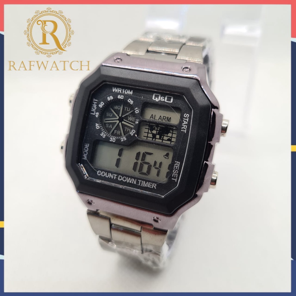 JAM TANGAN DIGITAL RANTAI QQ CASUAL AE PETA STAINLESS SPORT