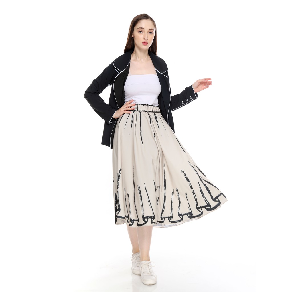exd.apparel doodle beige skirt rok panjang wanita