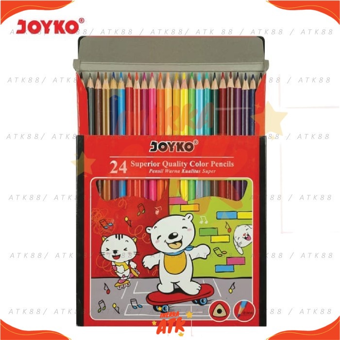 

Pensil Warna Joyko 24 Superior Quality Color Drawing Pencils (CP-24PB) Panjang 175mm Eceran Grosiran Murah