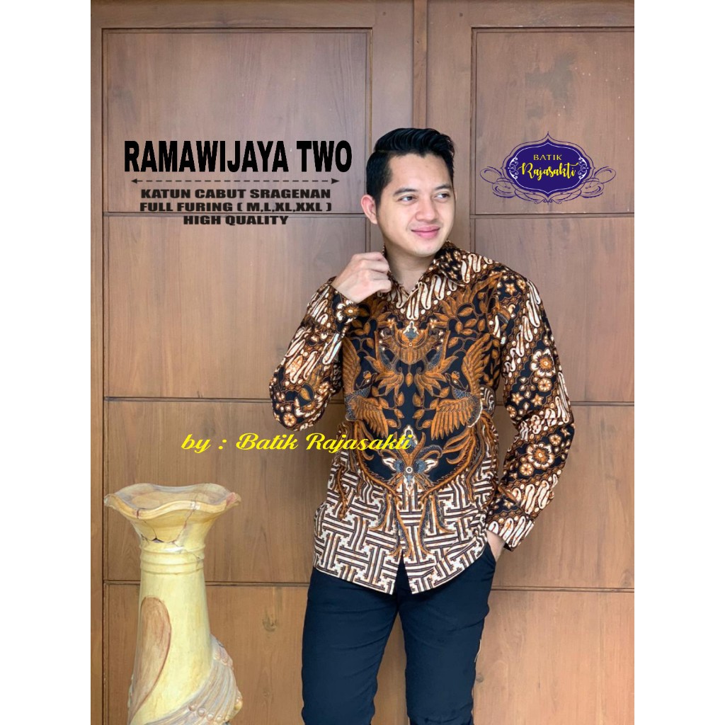RAMAWIJAYA TWO RAJASAKTI KEMEJA BATIK SOLO PRIA LENGAN PANJANG LAPIS FURING ATASAN BATIK PREMIUM MODERN KATUN HALUS BAHUWIRYA  BANAMITRA BANAMITRA PUTIH BANGSAWAN BAYU PUTRA BERLIAN BIRU BHARATAYUDA BIMASENA BIRENDRA BIRU INDAH BRAHMAKERTA BRAHMAKERTA