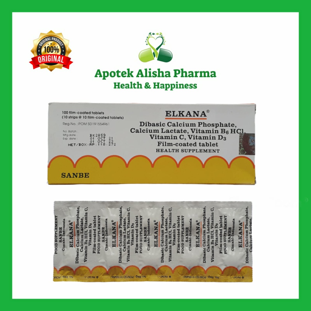 ELKANA Strip 10 Tablet - Vitamin Kalsium Untuk Ibu Hamil dan Menyusui