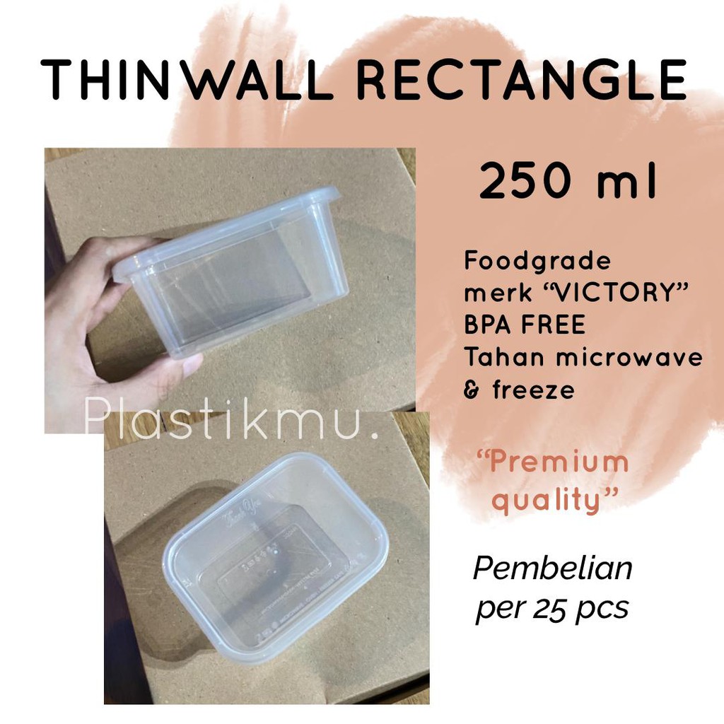 Jual Thinwall Rectangle 250 Ml Thinwall Kotak Makan Kotak Plastik