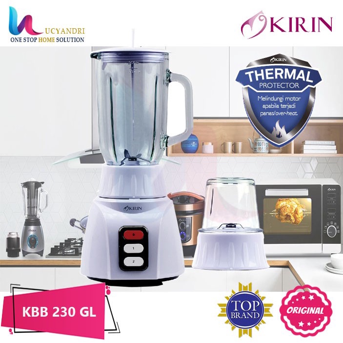 KIRIN Blender Kaca 2in1 1 Liter 2 Tabung KBB 230 GL - Garansi Resmi 1 Tahun