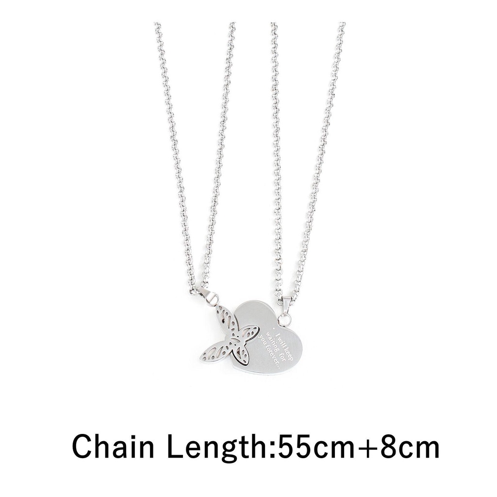 Lily Pasangan Kalung Romantis Stainless Steel Fashion Perhiasan Pasangan Collares Heart Choker