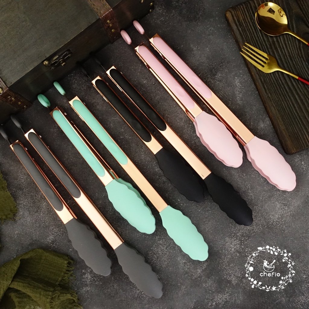 Chefio Tongs Stainles Rosegold / Capitan Tahan Panas /Penjepit Makanan