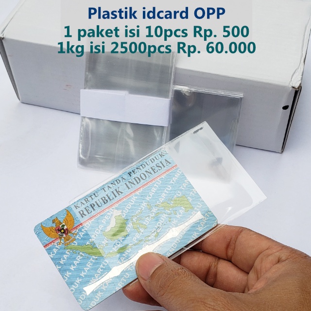 

plastik Opp pelindung dan pembungkus idcard ukuran 58x90 1 kg isi 2000 pcs