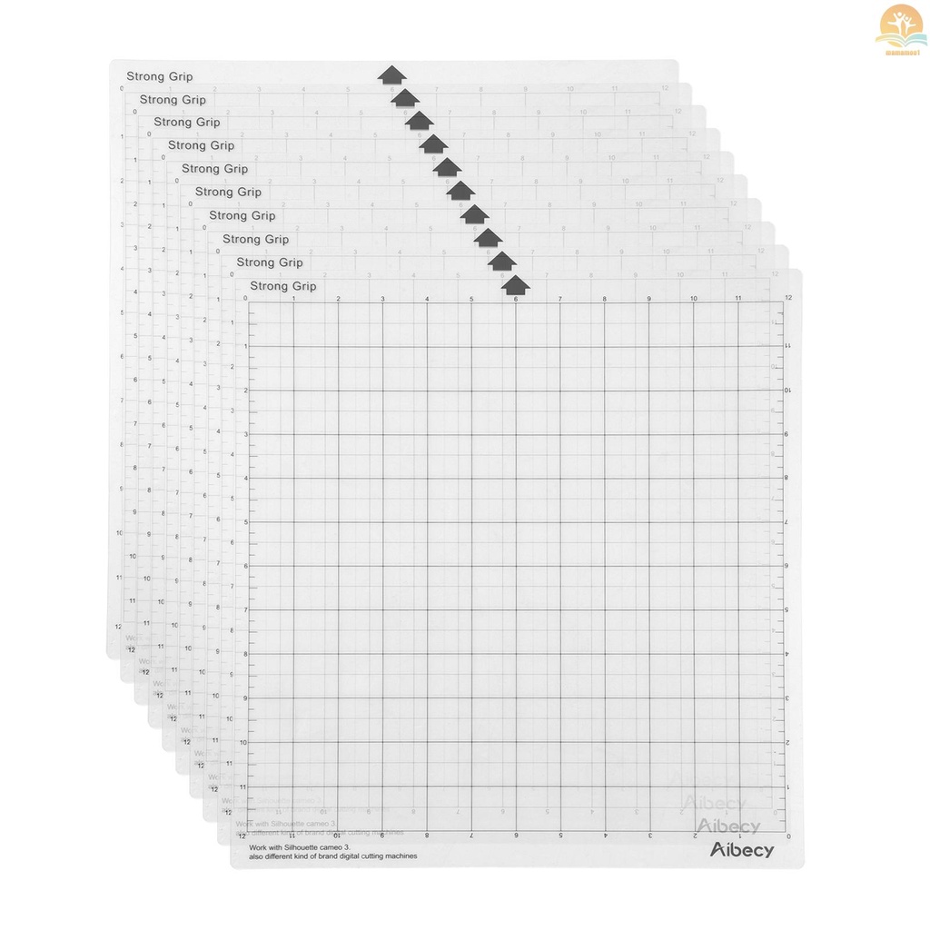 Replacement Cutting Mat Transparent Adhesive Cricut Mat with Measuring Grid 12 by 12-Inch for Silhouette Cameo Cricut Explore Plotter Machine 10PCS