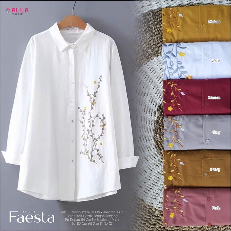 FAESTA TUNIC TOYOBO PREMIUM ORI BY ALILA | TUNIK MOTIF BUNGA | BLOUSE MOTIF BUNGA