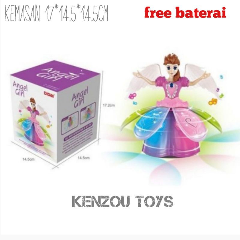 Mainan Boneka Angel Girl Dancing Menari Musik Lampu free baterai