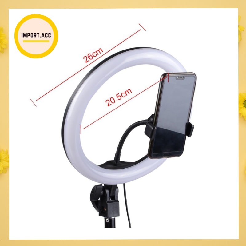 RING LIGHT BESAR/ Ring Light Selfie 26cm Midio 3Mode Dimmable with Ball Head for Camera