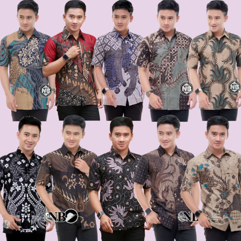 Kemeja Batik Pria Lengan Pendek BATIK BERKAHTURAH SIZE M L XL XXL BSWART BatiK HRB026 Kenongo Hem Panjang Padi