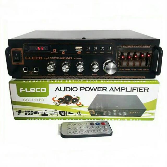 COD Power  Amplifier Bluetooth FLECO SC-111BT Stereo Karaoke + Mp3 player + FM Radio ( Bluetooth / Usb / MMC Card )//Ampli Karaoke Fleco SC-111BT