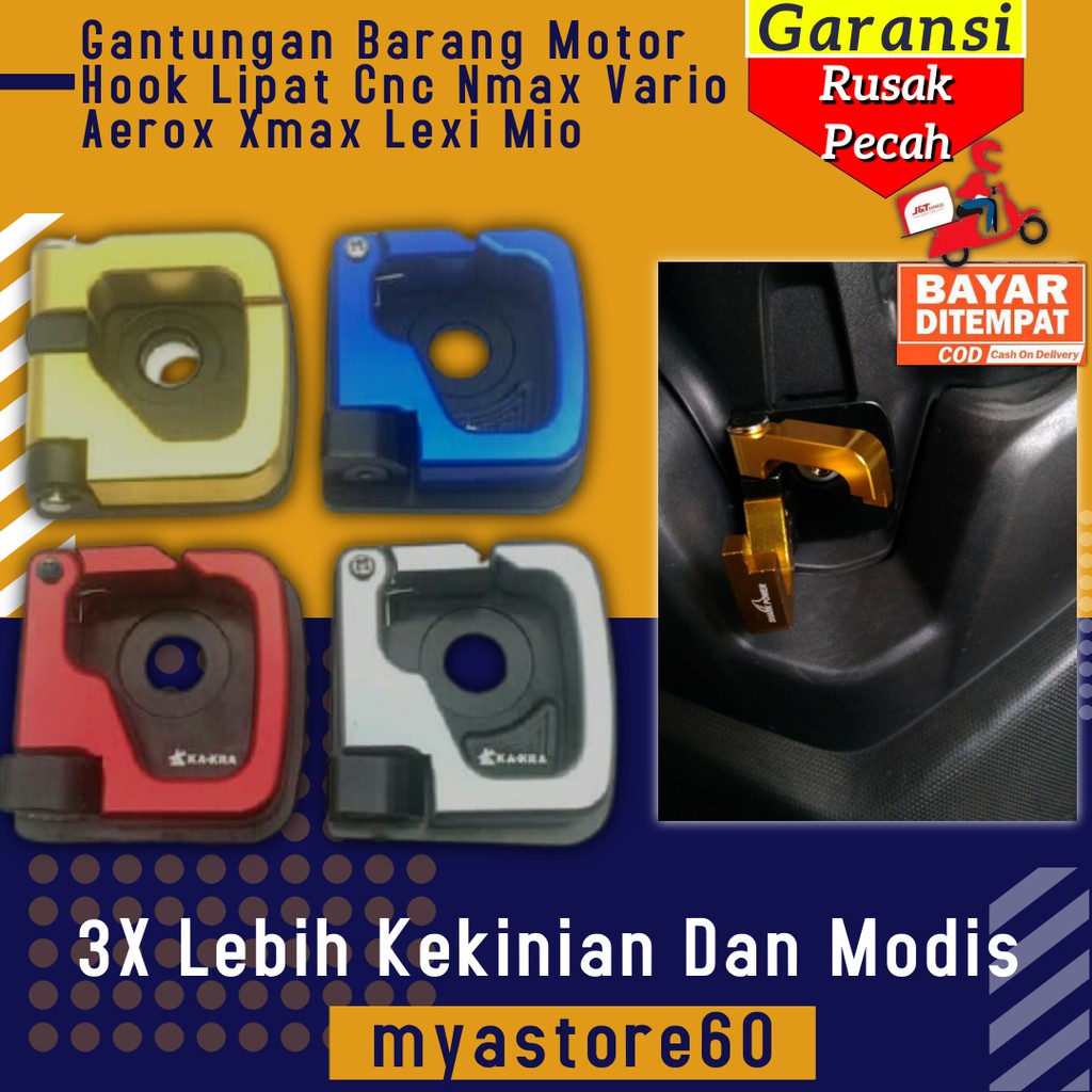 Gantungan Barang Motor Hook Lipat Cnc Nmax Vario Aerox Xmax Lexi Mio Aksesoris Variasi Sparepart