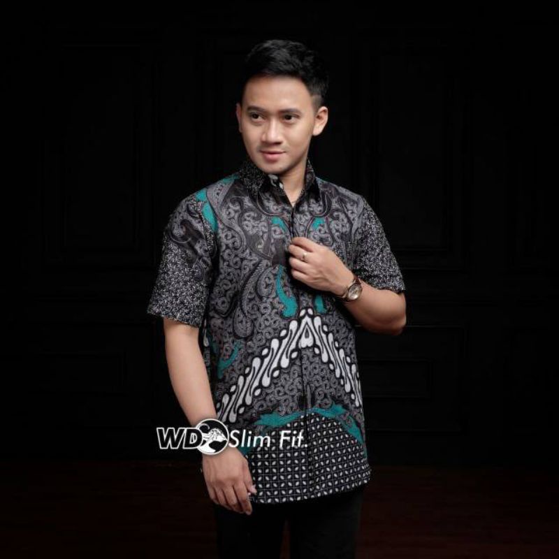 Batik Pria Lengan Pendek Premium BATIK BERKAH HRB026 motif KERATONAN Kode 002 size M L XL XXL