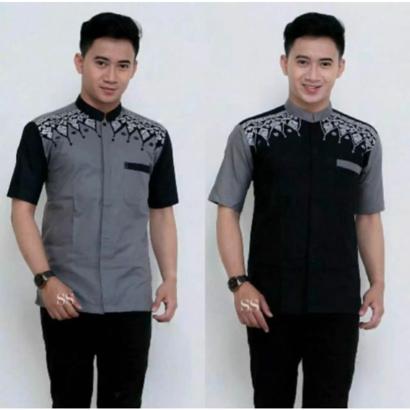 TERLARIS Baju Atasan Koko Kurta Pria Lengan Pendek Katun Adem Tebal M-XL