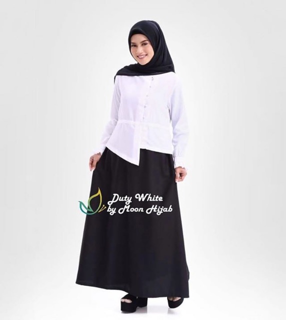 Gamis / gamis setelan / gamis unik / setelan / baju kerja /  baju hitamputih /Gamis Duty Moonhijab