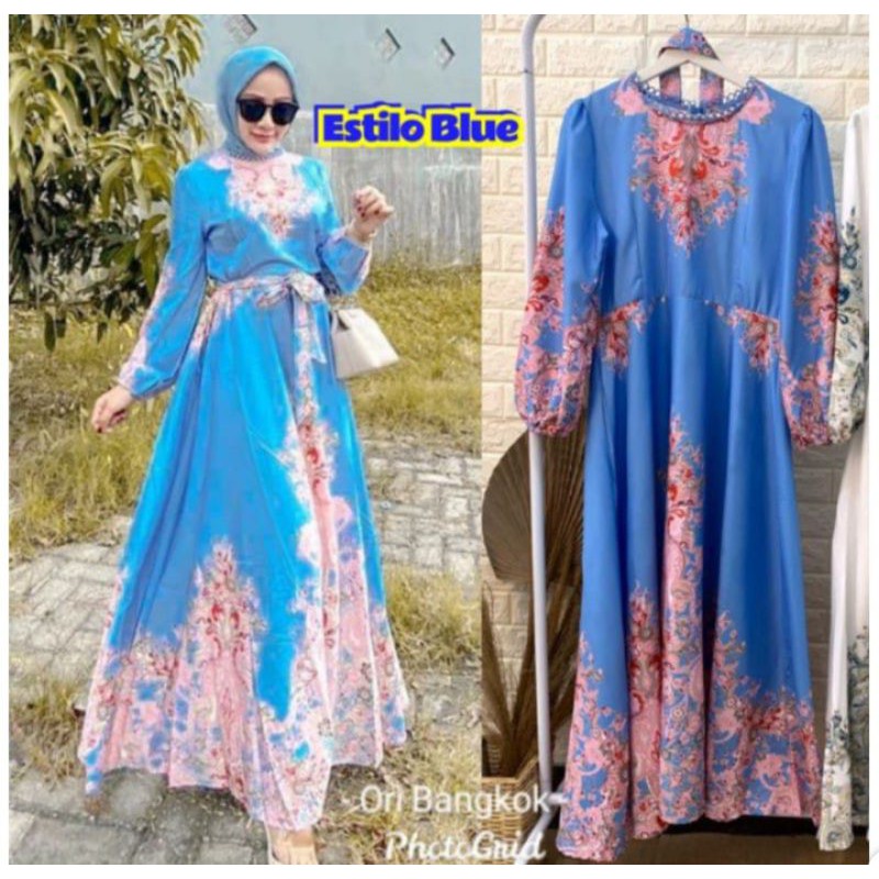 READY NEWW ORY BANGKOK MAXI DRESS ESTILO BLUE