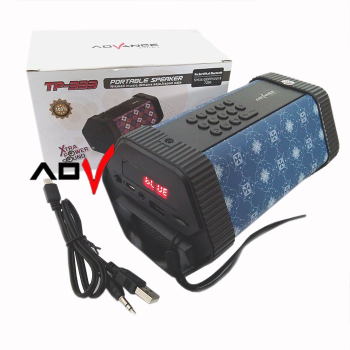 Advance Speaker Portable Bluetooth Bass TP 333 Musik Box FM Radio Dan USB MP3