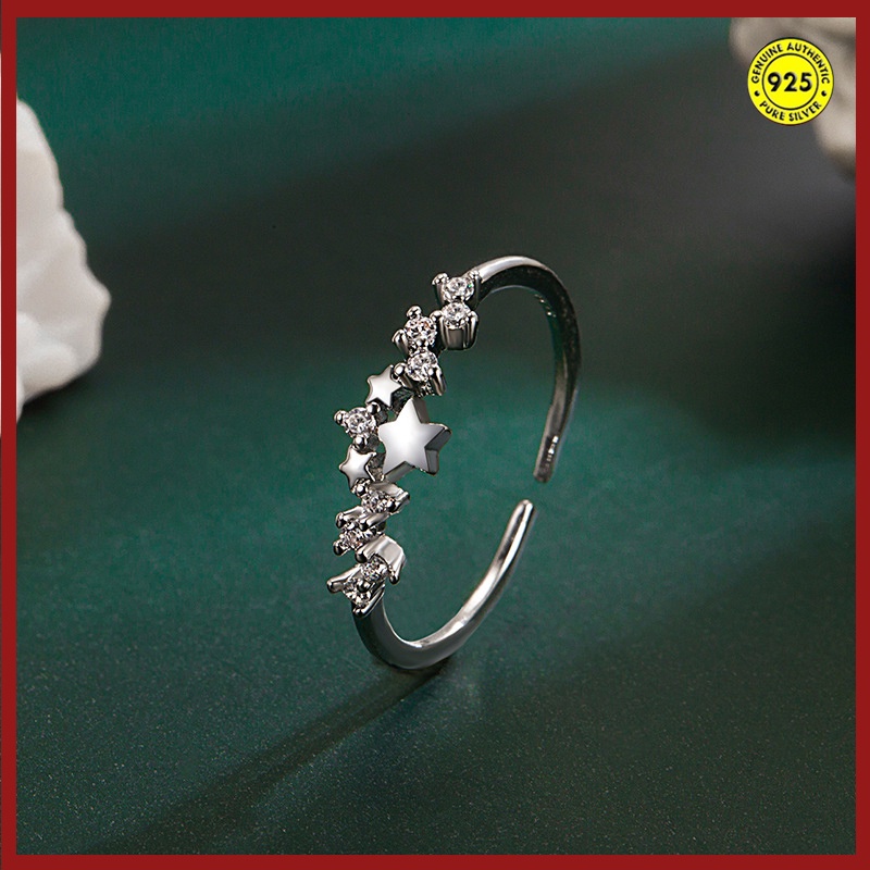 Cincin Model Terbuka Desain Meteor Bahan S925 Silver