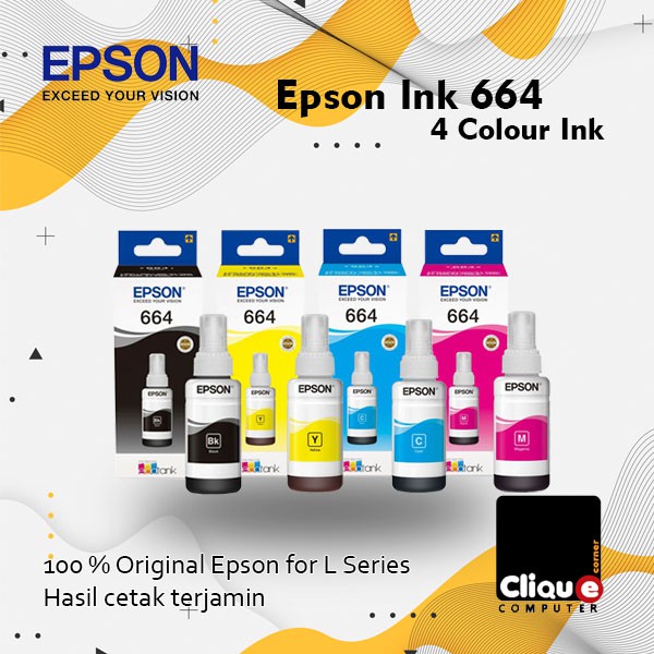 Tinta printer Epson Tipe 664 70ml Original Cyan Magenta Yellow Black