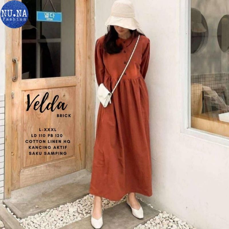 Midi dress busui katun linen / Velda midi dress