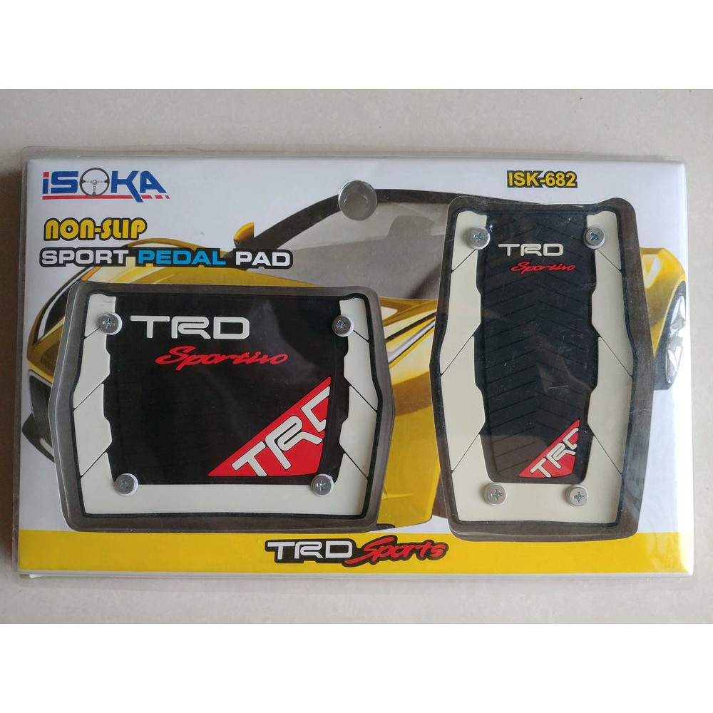 COVER pedal PADS INJAKAN gas MOBIL matik MATIC racing LOGO TRD TOYOTA UNIVERSAL PUTIH merah biru BESI + KARET