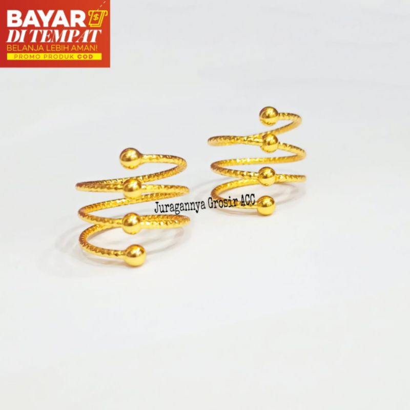 Cincin TITANIUM Wanita Flexible Spiral Bola Perhiasan Wanita Trending Anti Karat