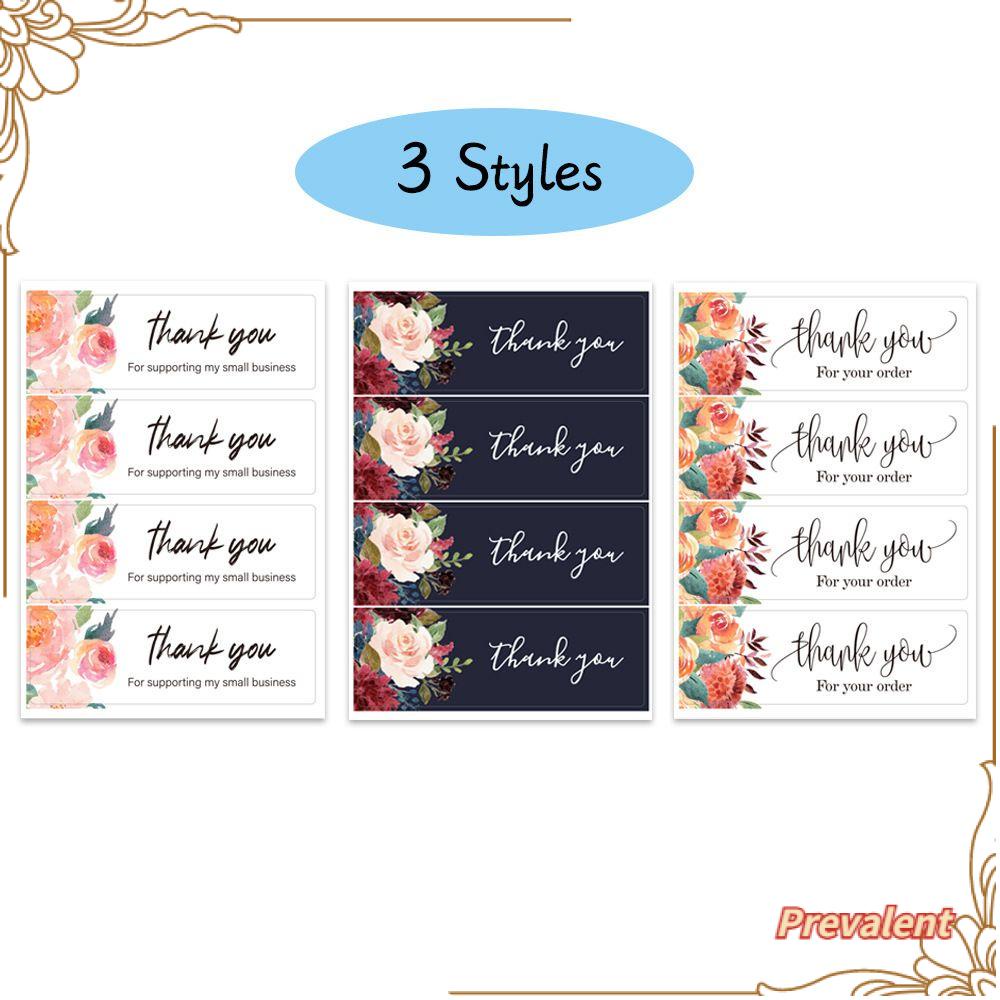 100 Pcs Stiker Label Bentuk Persegi Panjang Motif Bunga Tulisan Thank You Untuk Bisnis / Scrapbook