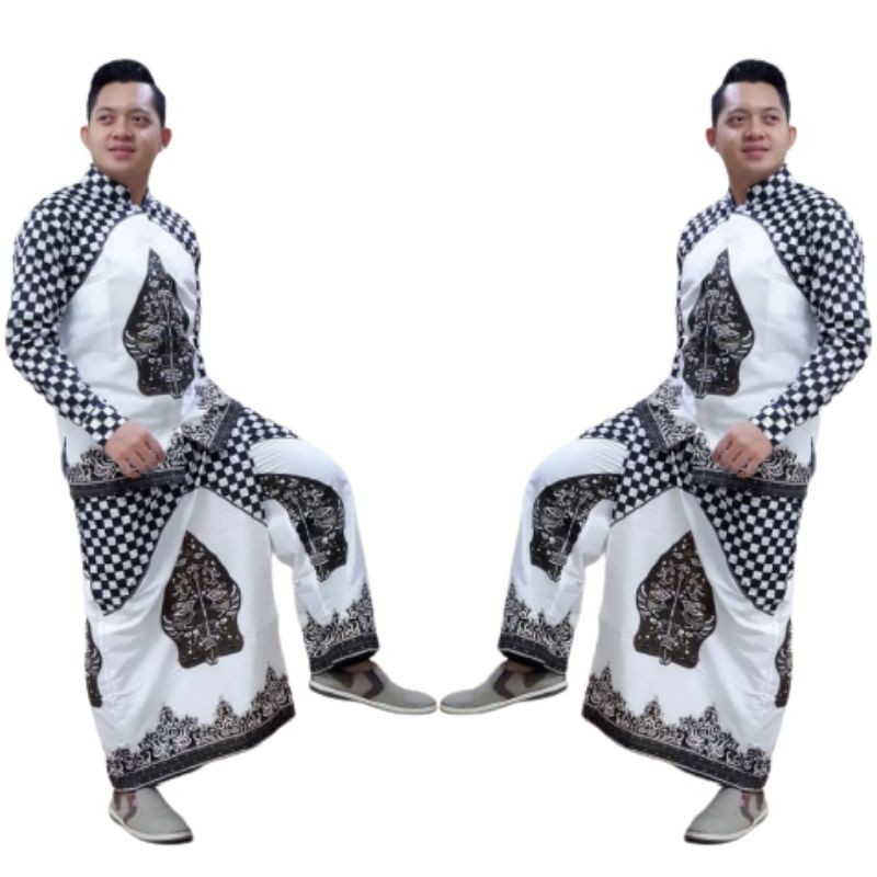 Setelan celana sarung dan baju batik gunungan lawasan celana batik solo koko batik gunungan lapis fu