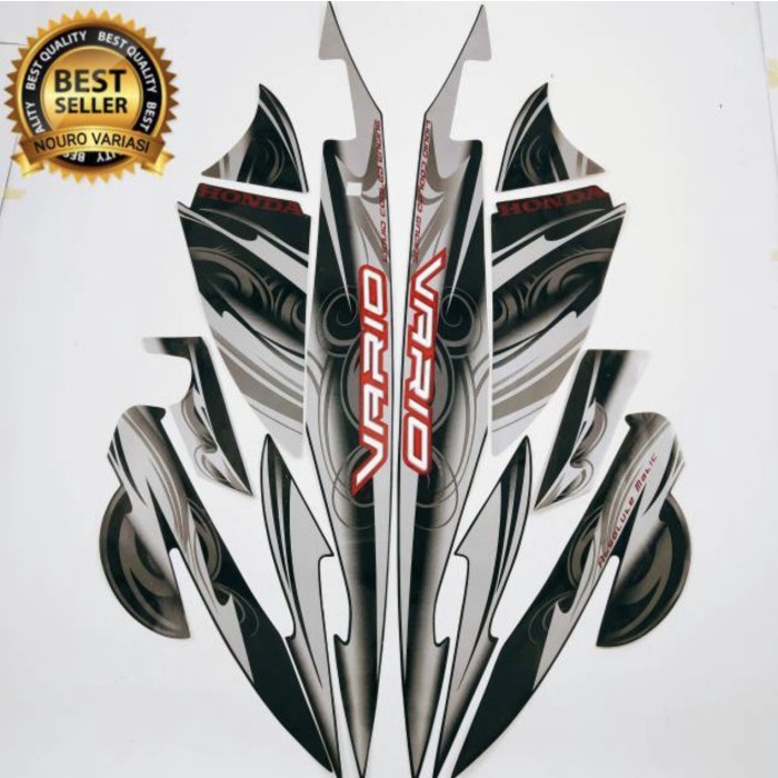 Stiker Striping List Full Set Body Motor Honda Vario Cw 110 2010 Hitam TERMURAH