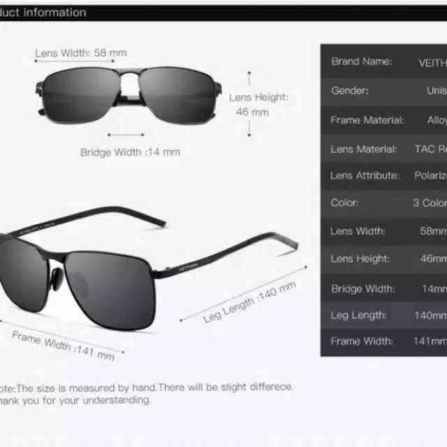 ORIGINAL VEITHDIA - Kacamata Pria Polarized Anti Silau UV 400 Type 2462