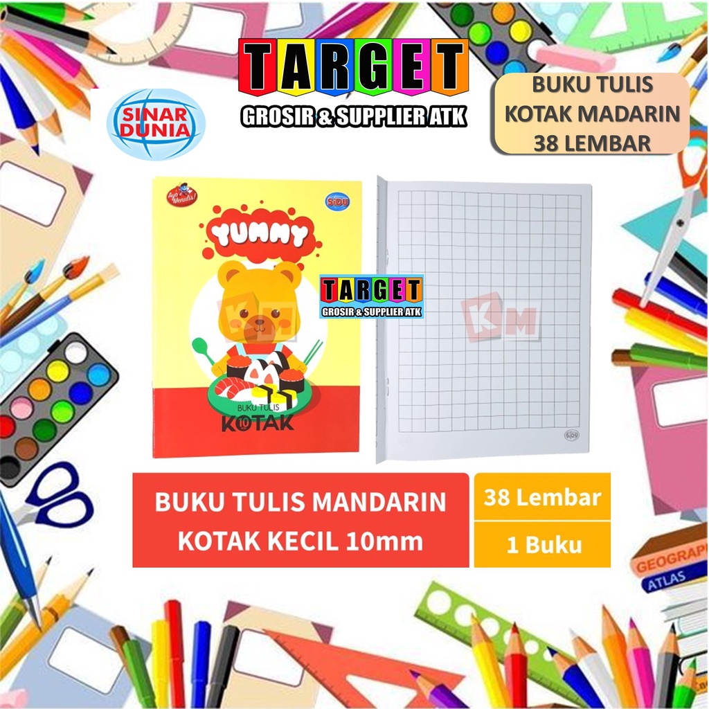 

BUKU TULIS KOTAK MANDARIN SINAR DUNIA 38 LEMBAR / SIDU KOTAK MANDARIN 38 (10 buku)