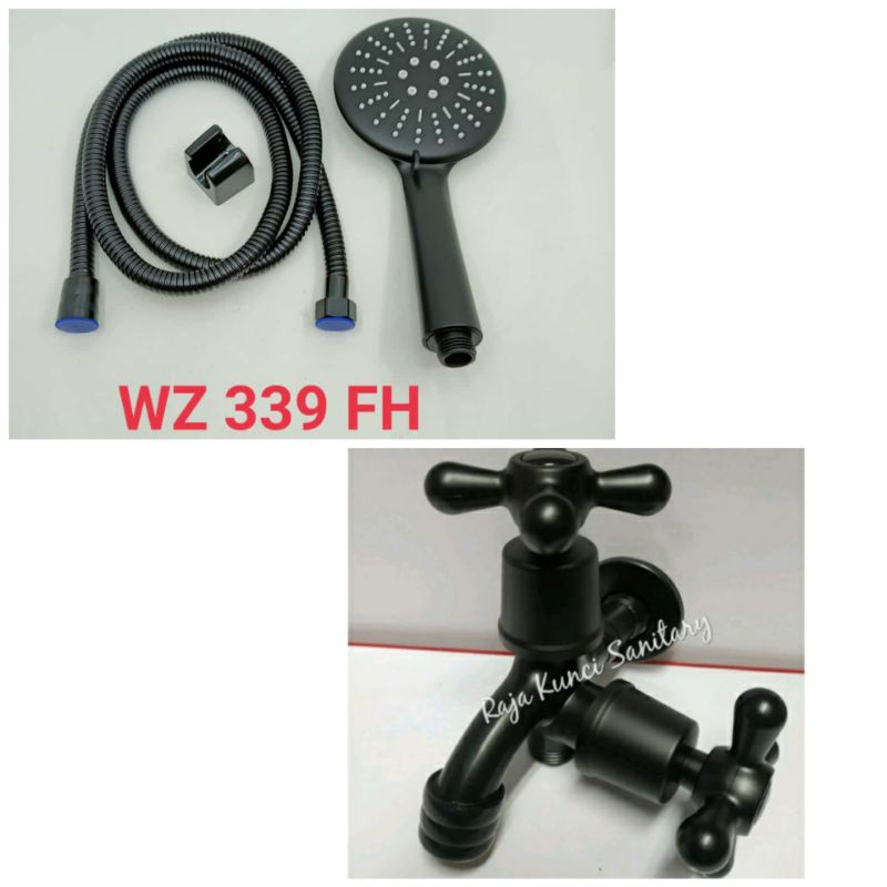 Hand Shower Set Hitam Black/Hand Shower + Kran Hitam/Black/ABS Series