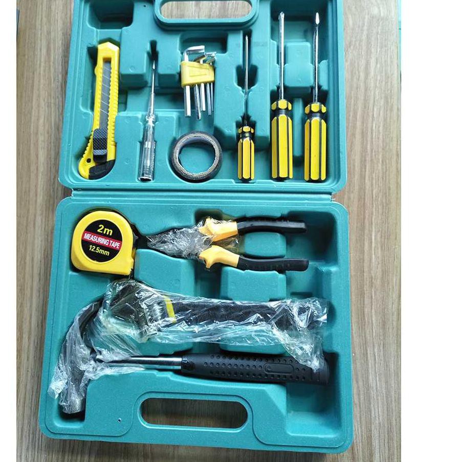Modern.. Alat Tool Set Lengkap Perkakas Tukang Bangunan Palu Tang Obeng Kunci Pas Cutter 11 in 1 GRA