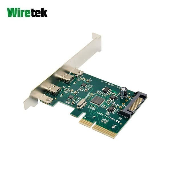 Wiretek PCI-E USB 3.1 Type C Expansion Card 2port