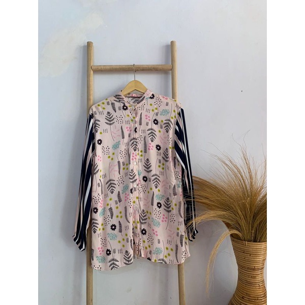 blouse kombinasi rayon/atasan formal/atasan outfit/kemeja murah/kemeja rayon