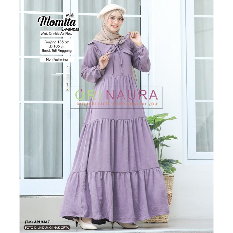 momyta midi dress crinkle airflow new model