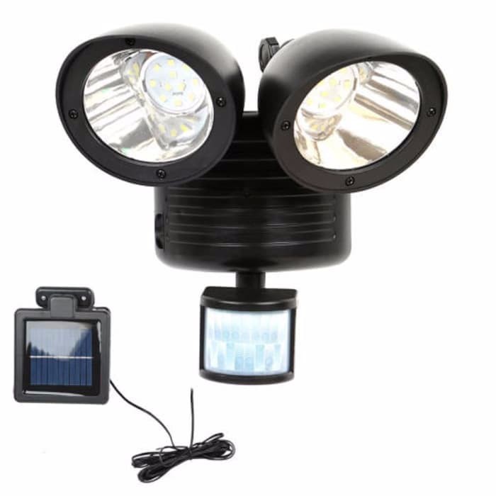 Lampu tenaga surya keamanan security 22 led 2 kepala dinding outdoor