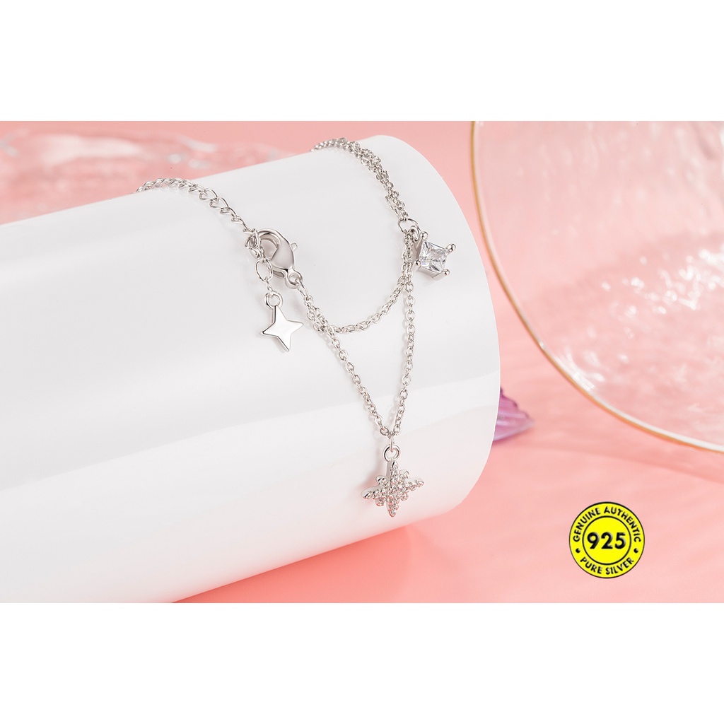 Kalung Rantai Sterling Silver 925 Dengan Liontin Bintang Untuk Wanita