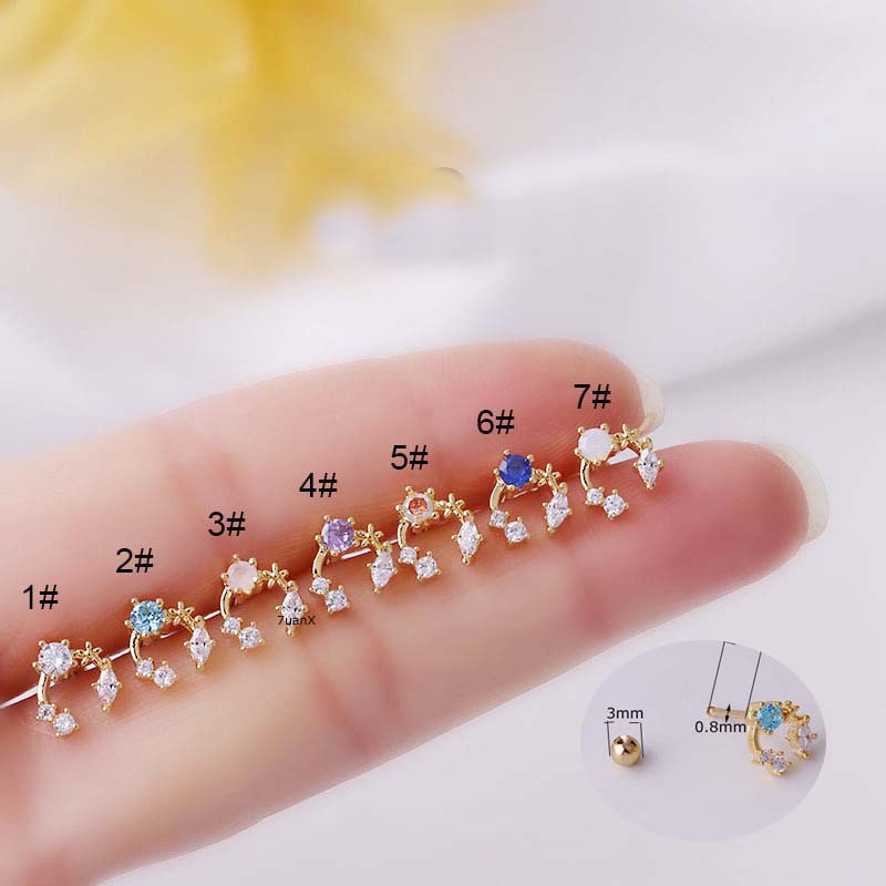 1pc Anting Tindik Tulang Rawan Telinga Bagian Atas 20Gauge Untuk Wanita