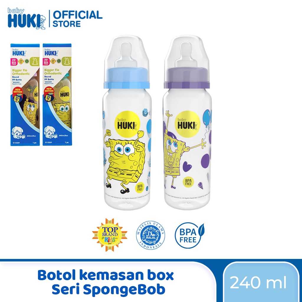 HUKI BOTOL SUPER FLO ORTHODONTIC 240ML / BOTOL SUSU