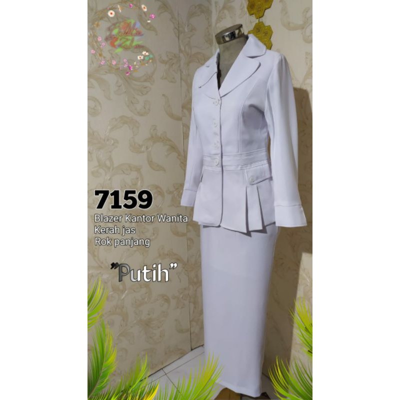 seragam perawat / blazer bidan / baju perawat / setelan putih rok span