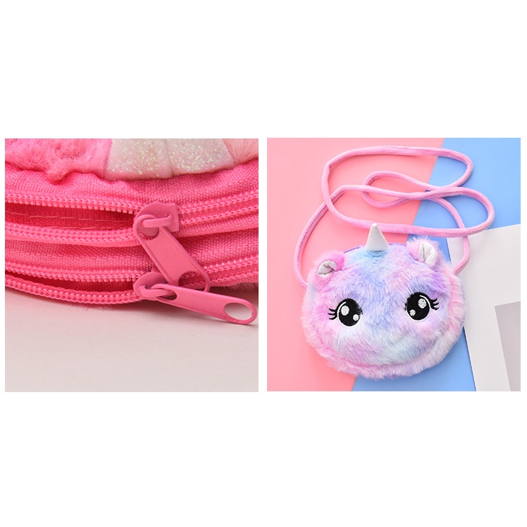 TAS SELEMPANG ANAK MODEL UNICORN BULU