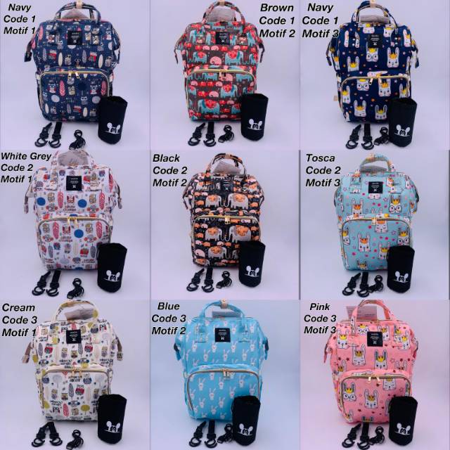 diaperbag backpack disney anello / diaper bag disney anello / tas ransel popok disney anello