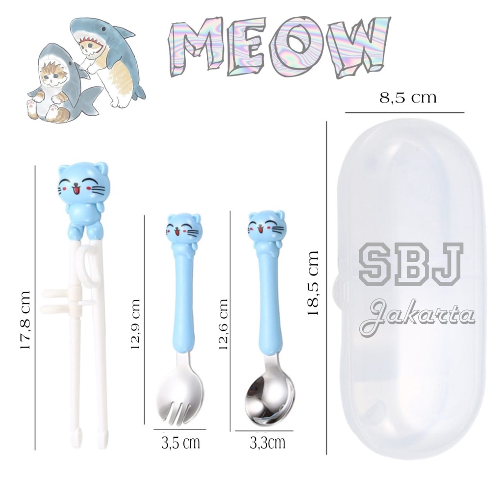 Alat makan Sendok Garpu sumpit Set anak / Set sendok sumpit belajar anak lengkap dengan case