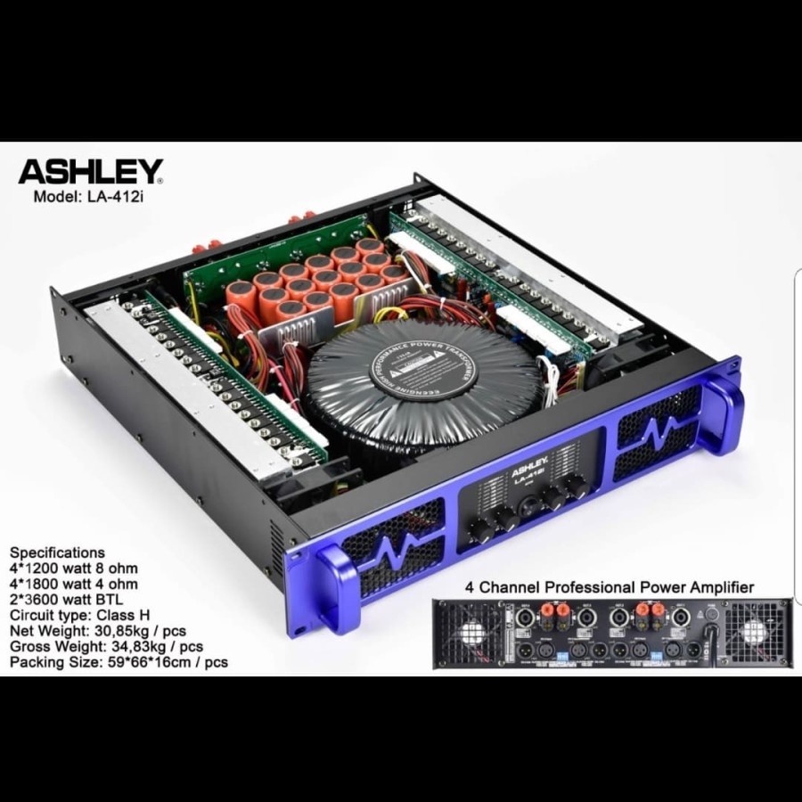 POWER AMPLIFIER ASHLEY LA 412i/LA412i 4CH ( 4 x 1200 watt ) original