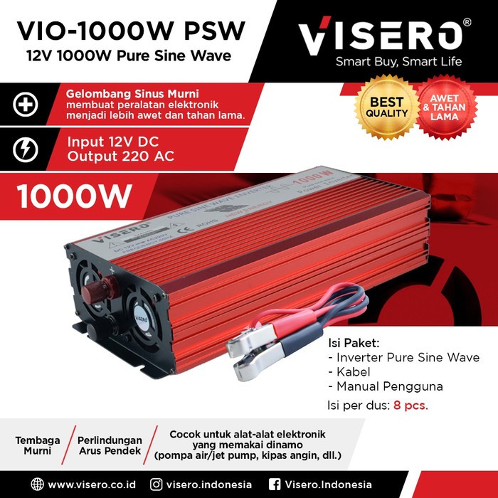 Power Inverter 12V 1000W Pure Sine Wave Visero (VIO-1000W PSW)