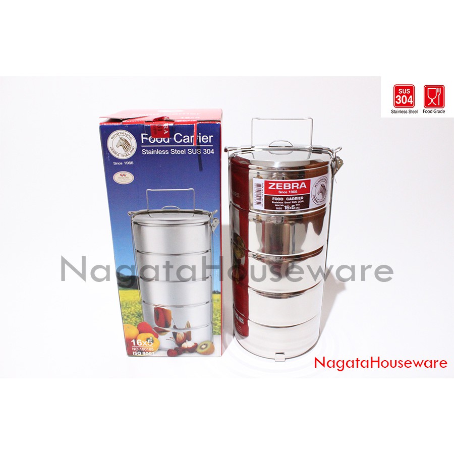 Rantang Susun 5 Stainless / Rantang Zebra Stainless / Rantang Bekal / 5 Tier Food Carrier Zebra 16cm